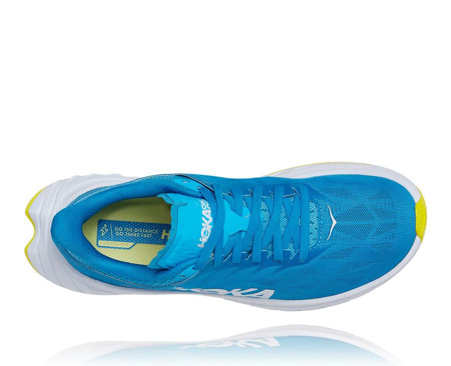 Hoka One One Running Shoes Womens Blue/White - Carbon X 2 - 87365TBEF